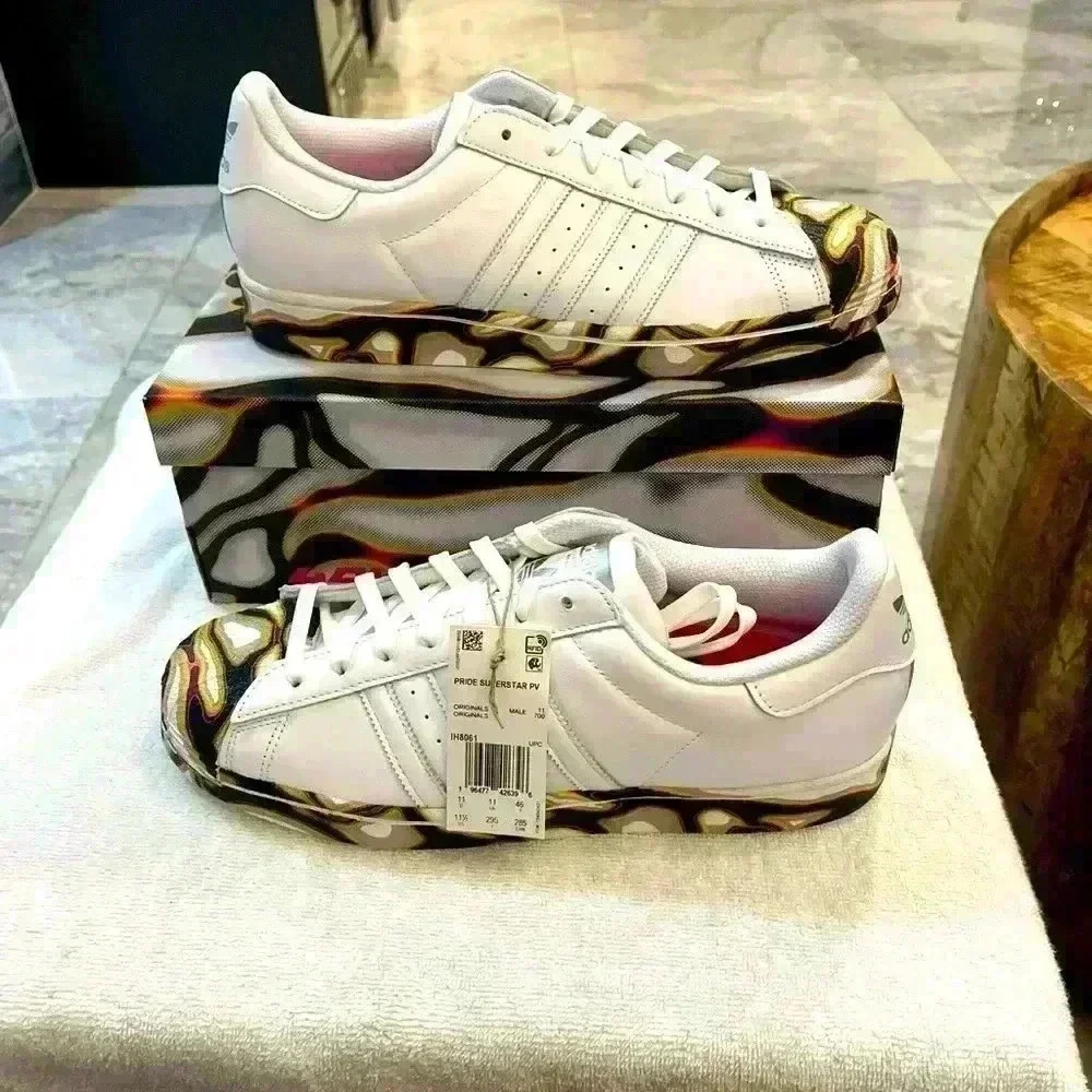 Adidas White Sneakers with Multicolor Accents